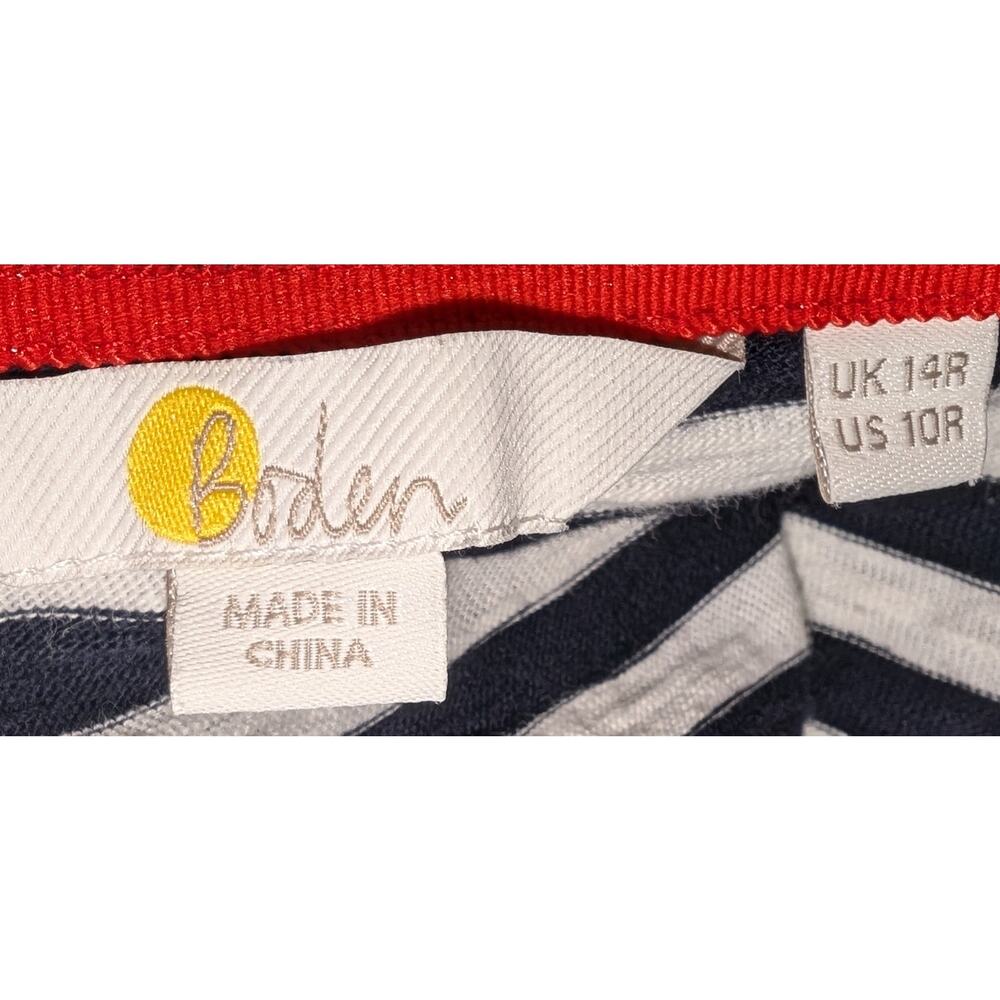 Womens Boden 100% Cotton Navy Blue White Striped Nautical Boat Neck Dress 10R - Picture 4 of 5